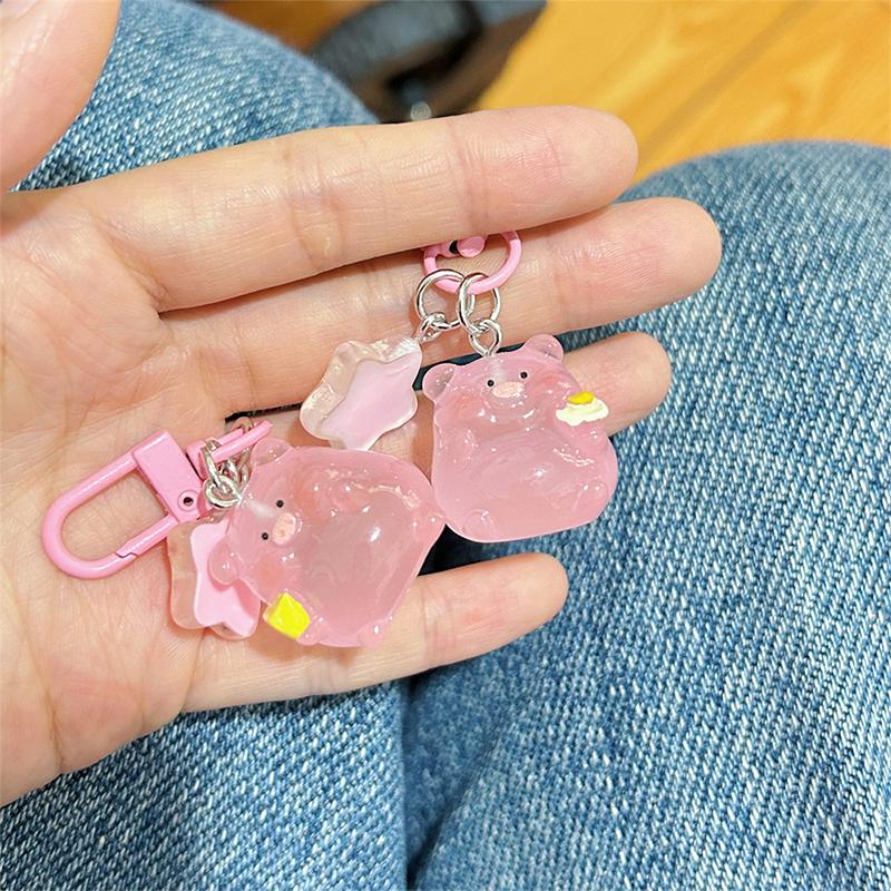 Cartoon Leuchtender Stern Rosa Schwein Schlüsselanhänger Anhänger Für Frauen Mädchen Kawaii Anhänger Rucksack Hängende Ornamente Kinder Geschenke