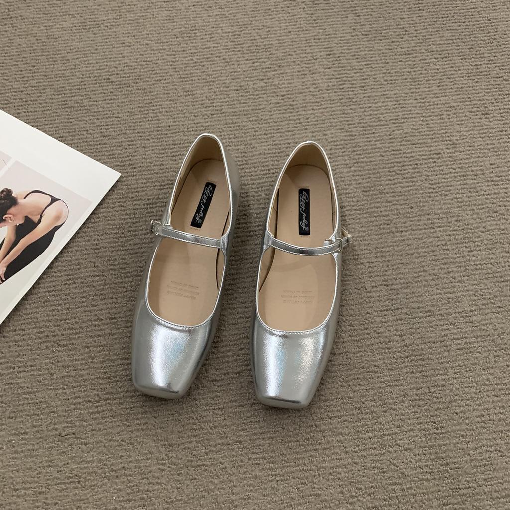 Fashion Bailamos Women Fashing Silver Flats Ballerina Shoes Round Toe Shallow Slip On Ladies Ballet Shoes Soft Loafer Zapatos Mujer 40
