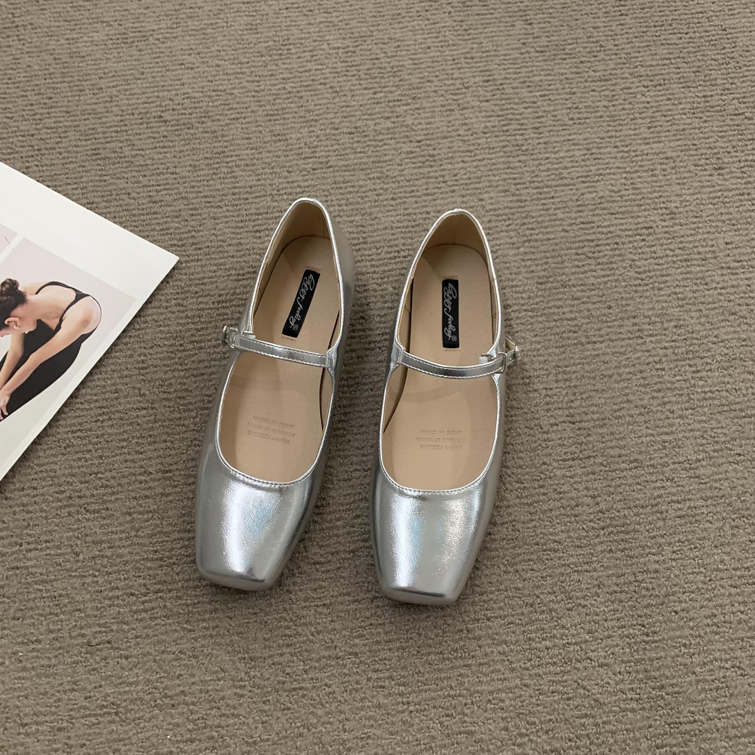 

Fashion Bailamos Women Fashing Silver Flats Ballerina Shoes Round Toe Shallow Slip On Ladies Ballet Shoes Soft Loafer Zapatos Mujer 40 40