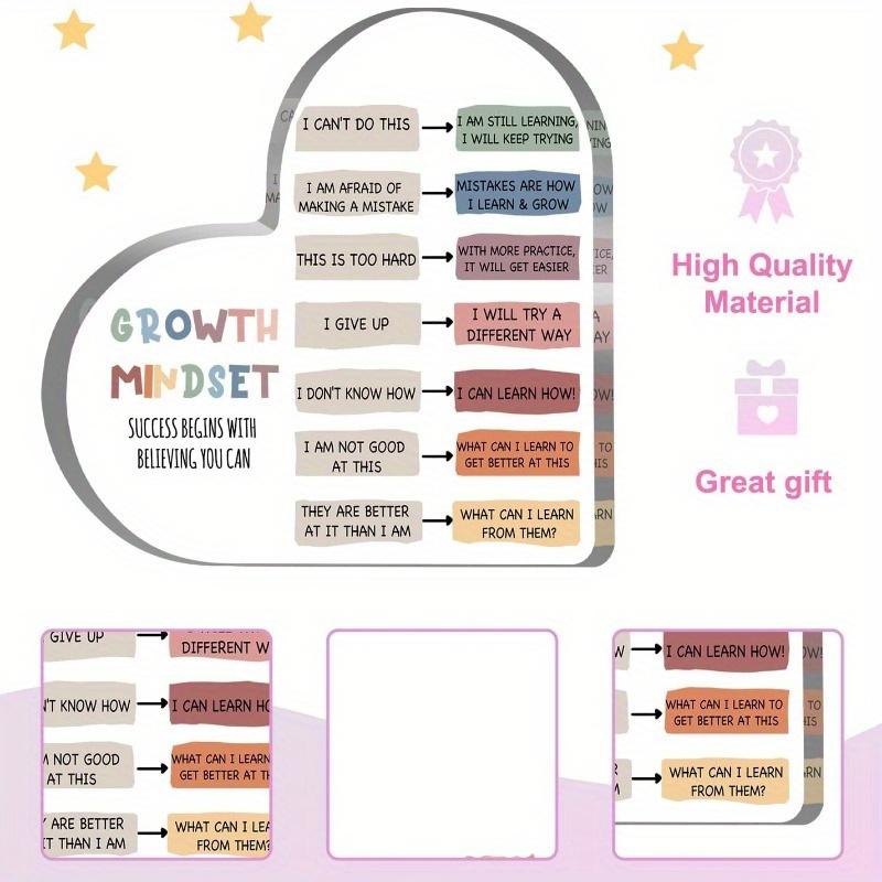 Growth Mindset Deko, Mentale Gesundheit Therapiebüro Klassenzimmer Kunst Pädagogisches Acrylherz Inspirierendes Geschenk