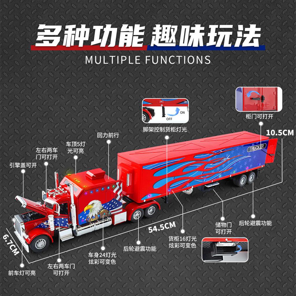 1:24 Peterbilt 389 American Heavy-duty Truck Alloy Model Car Diecast Vehicle Sound Light Gift Collectible Display