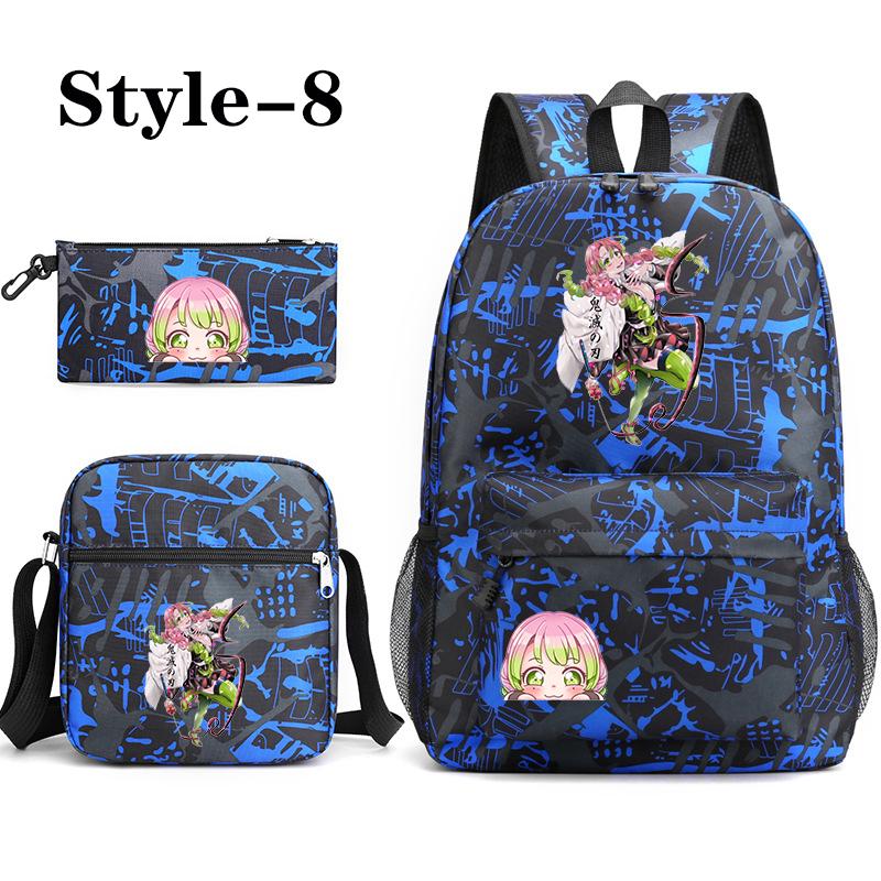 Cute Kanroji Mitsuri 3-Piece Backpack New Anime Kanroji Mitsuri Backpack Shoulder Bag Pencil Bag School 3-Piece Backpack