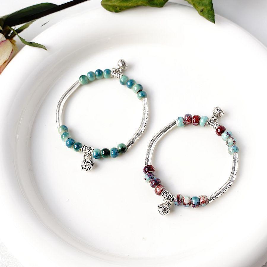 New Creative Handmade Ceramic Mori Bracelet Women's, Ethnic Style Literary and Fresh Student Fashion Bracelet Jewelry KTJ