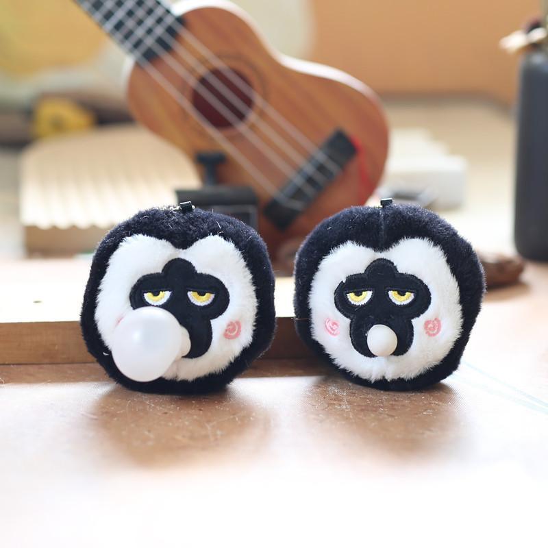 Adorable Bubble Blowing Monkey Plush Keychain Cute And Soft Stuffed Animal Toy