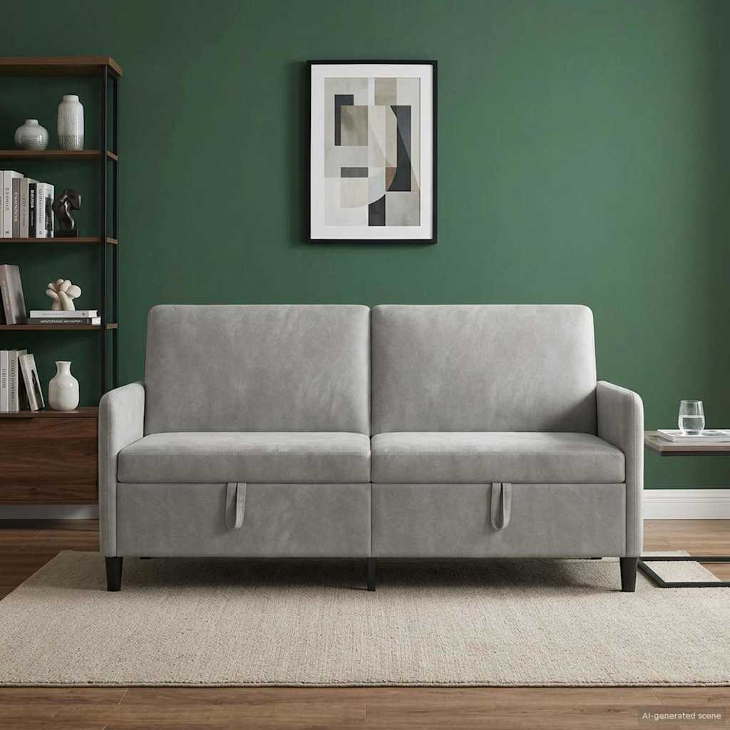 Storage Sofa Light Grey 172 X 78 X 87 Cm Polyester