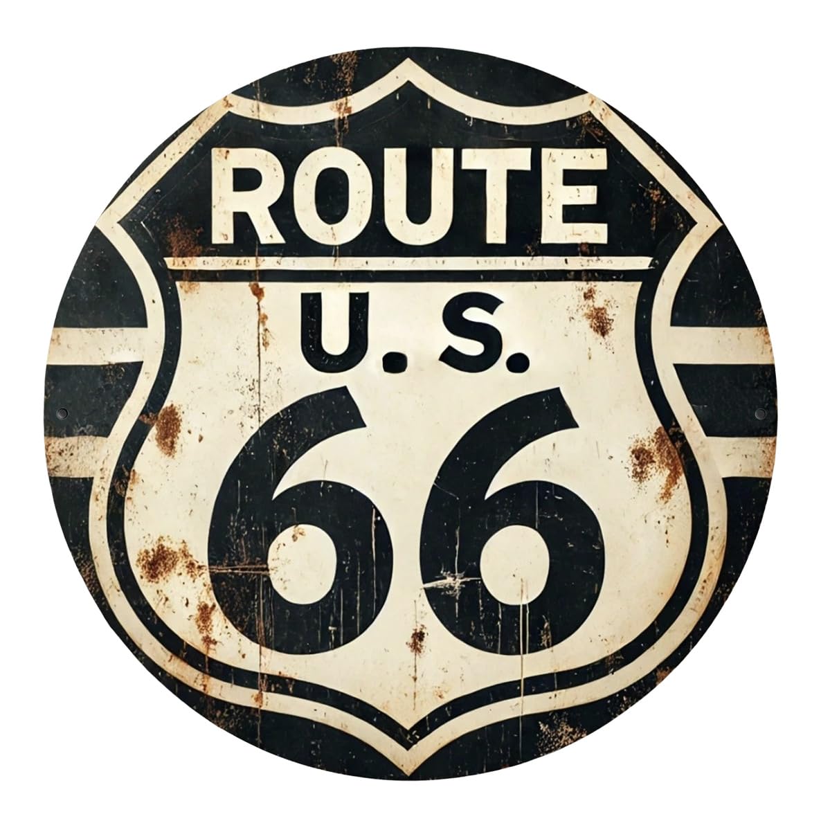 ALOHAMONI Круглая металлическая тарелка Дайнер Route66 Черно-белая