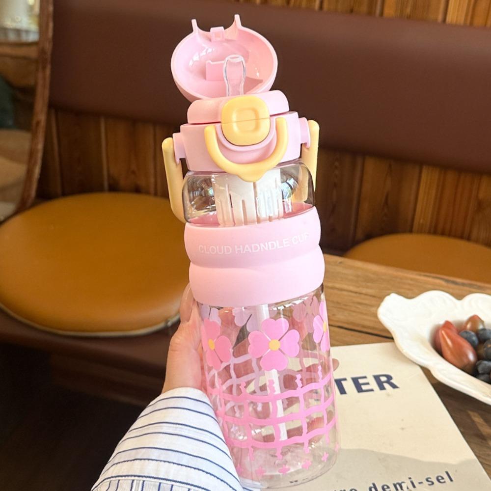 

Пластикова пляшка для води з соломинкою, подвійна чашка-непроливайка, нова чашка для води, подарунки рожевий
