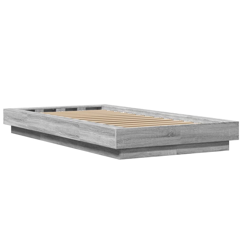 LED Bed Frame in Grey Sonoma 90 x 200 cm Engineered Wood