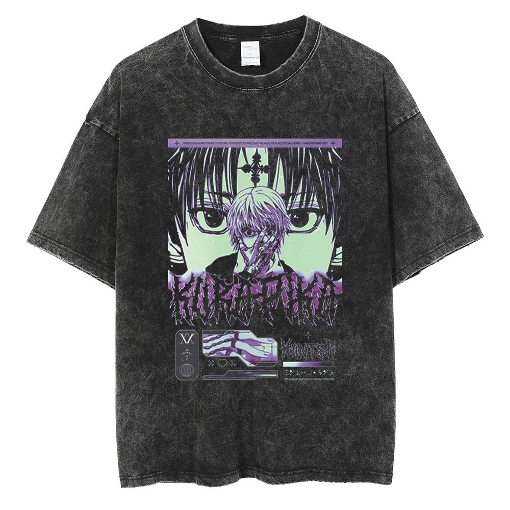 

HUNTER T Shirt Kurapika Manga Tshirt Men Women Hip Hop Washed T-shirt Clothing Summer Short Sleeve S