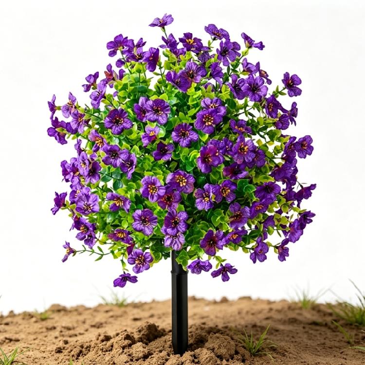 Realistic Flower Stake 22Inch High Artificial Plant Outdoor Plastic Flower For Garden Patio Front Porch Yard Landscaping