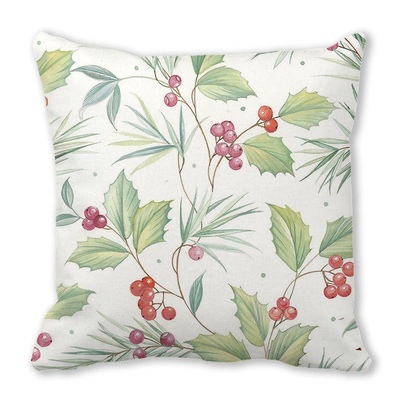 Green plants and flowers pattern series Digital printing short plush pillow covers for car sofa office cushion cover home goods