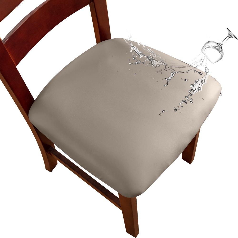 Stretchable Chair Cushion Cover PU Fabric Stool Cover Solid Color Seat Cover