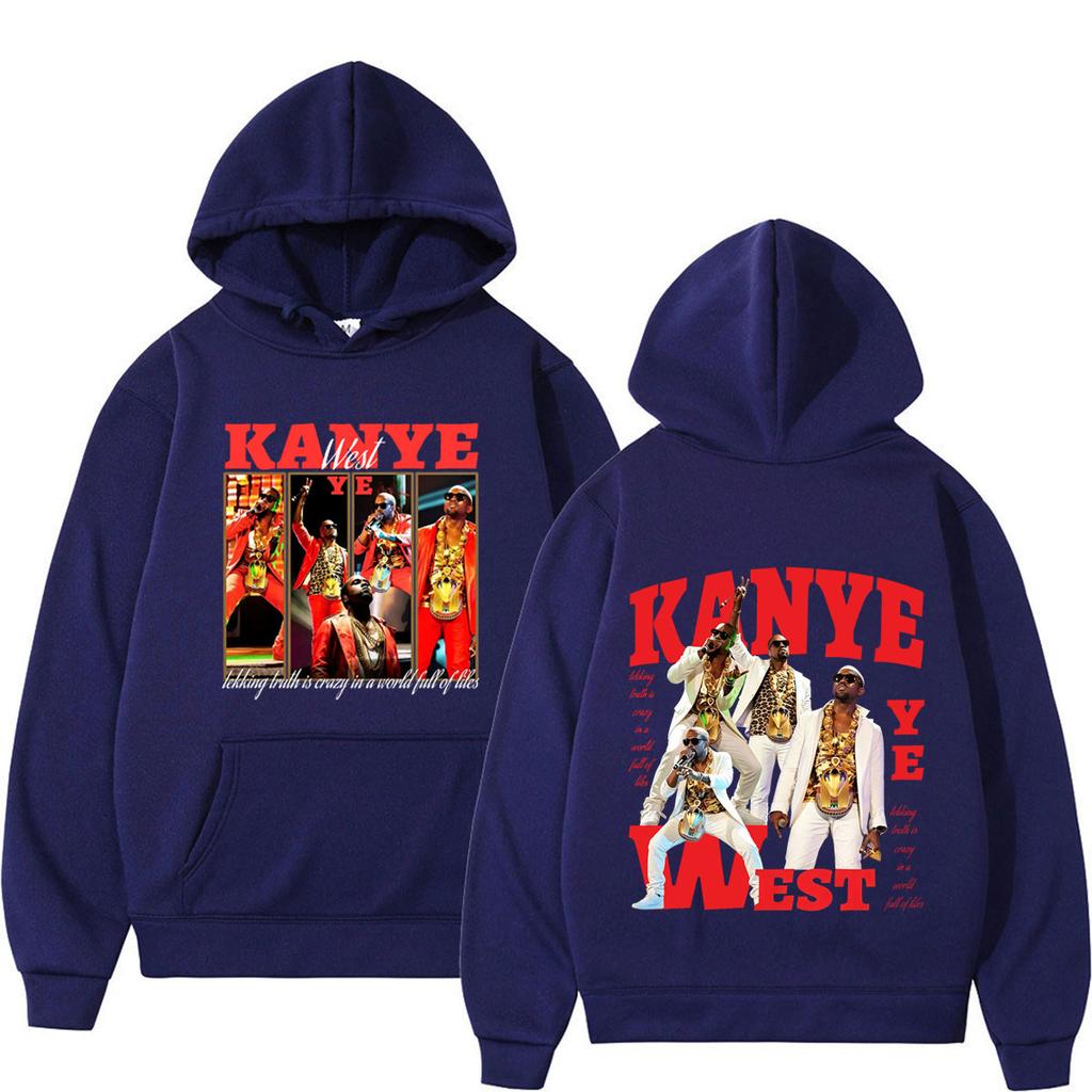 Rapper Kanye West Album 2026 Tour Vintage Print Hoodie Unisex Hip-hop Sweatshirt Long Sleeves Loose Aesthetic Trend Pullover