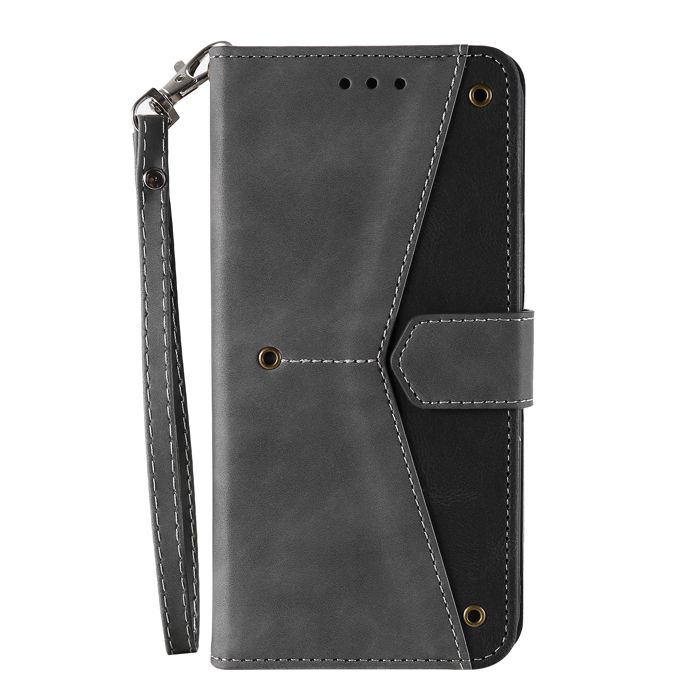 Étui portefeuille - Samsung Galaxy A37 (5G) - Cuir synthétique gris - 3 fentes cartes &amp; pochette billets - Support intégré