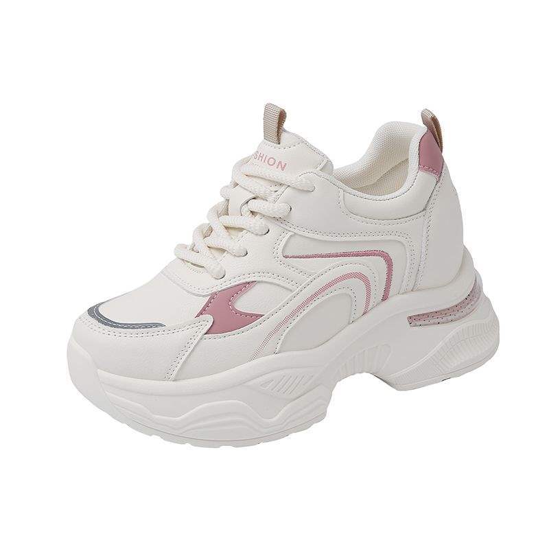 

Thick-soled muffin casual women s lace-up 2025 autumn and winter new inner height-increasing dad shoes versatile travel sports shoes 40 бежевий