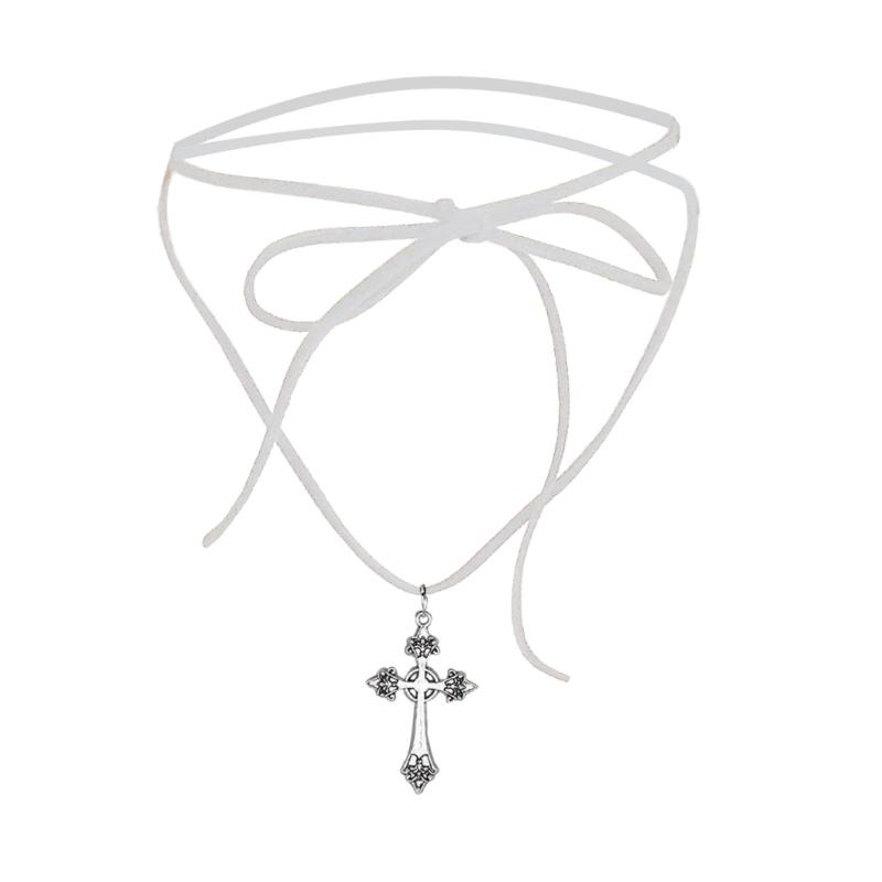 

Cross Tie Choker Cross Pendant Choker Cross Tie Necklace Alloy Material Cross Strap Choker Woman Cloth Accessories