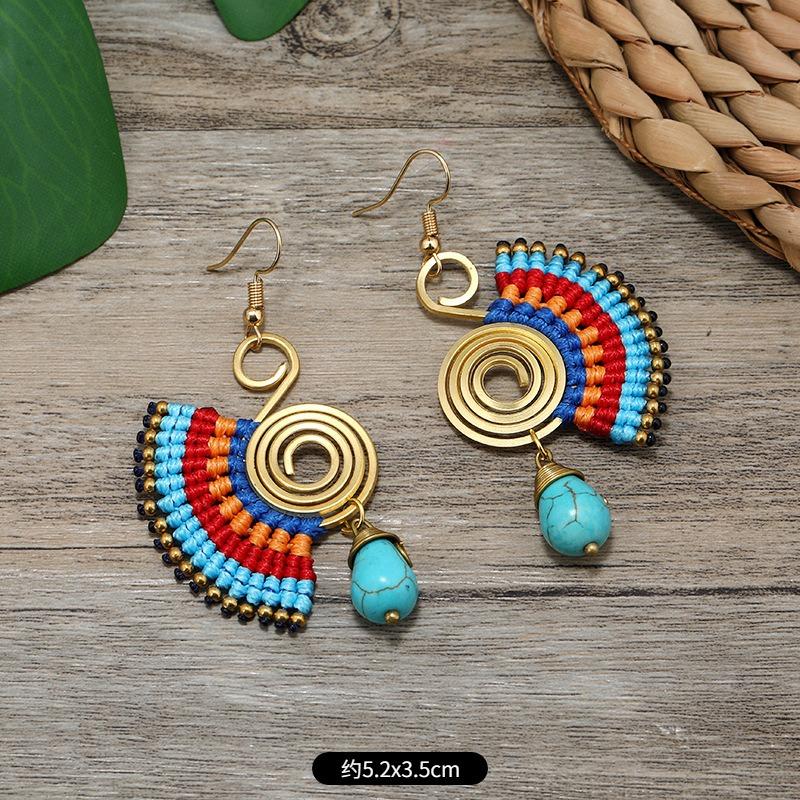 Niche Design Woven Earrings Bohemian Retro Resort Style Personality Temperament Handmade Earrings