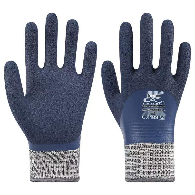 

Chuangxin CX189 Waterproof Silver Ion Antibacterial Gloves - Thickened, Non-slip, Wear-resistant, Oil-proof for Mechanical and Auto Repair