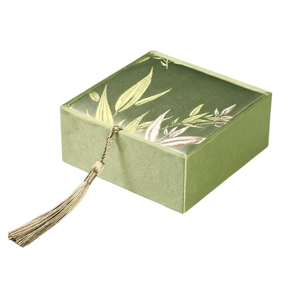 Chinese Style Vintage Tassel Jewelry Box Bamboo Leaves Damask Jewelry Storage Box High-quality Jewelry Packaging Box