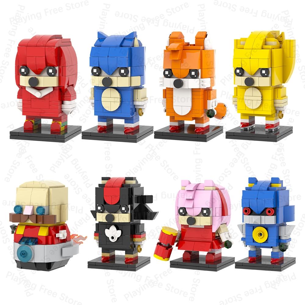 MOC Hedgehog Brickheadzed Dr Eggman Tails Bricks Anime Game Figures Compatible Building Blocks Toys For Children Adults Gift DIY