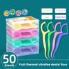 50Pcs Dental Floss Interdental Brush Teeth Tooth Clean Stick Oral Hygiene Fruit