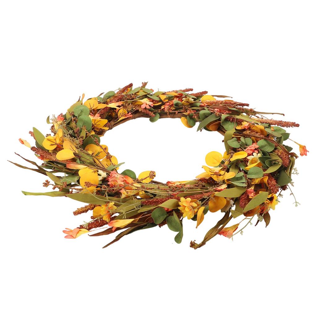 Fall Wreath for Front Door Artificial Farmhouse Autumn   Wreath with Wildflower for Indoor Outdoor Holiday Decor