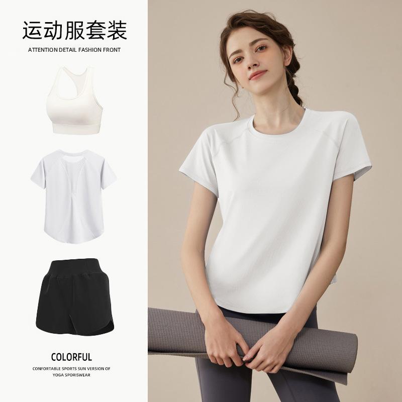 Tennis suit women's short-sleeved training clothes outdoor running quick-drying clothes thin badminton T-shirt fitness clothes