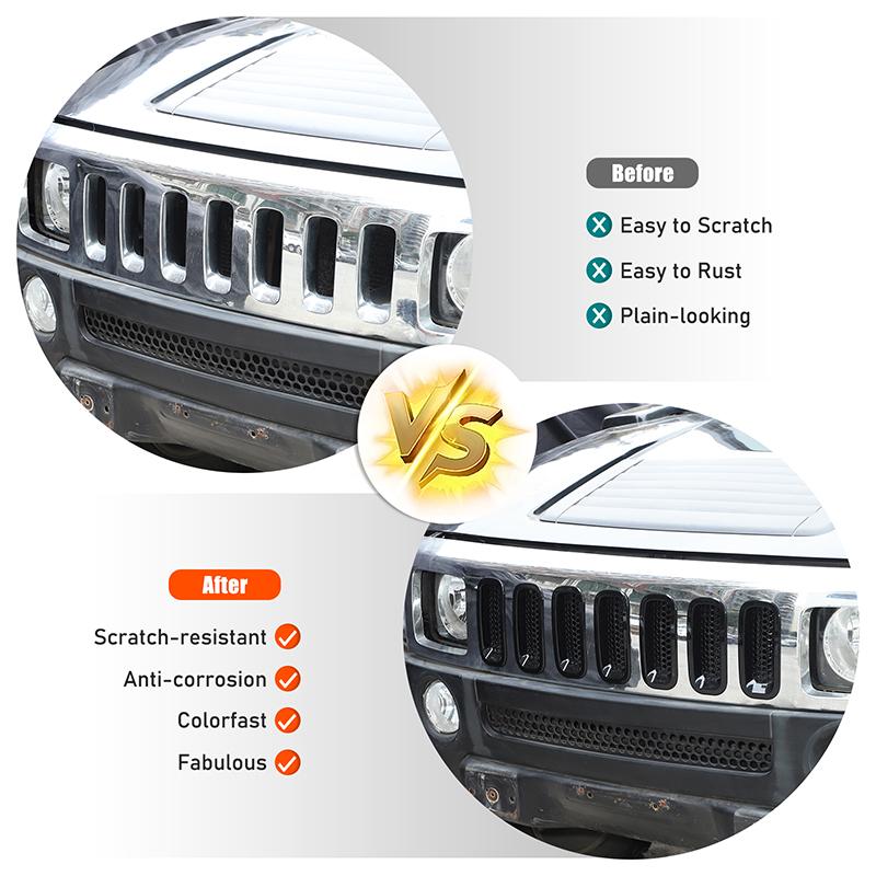 Für Hummer H3 2005-2009 ABS Schwarz/Rot Auto Frontgrill Insektenschutz Schutzabdeckung Dekoration Modifikationszubehör