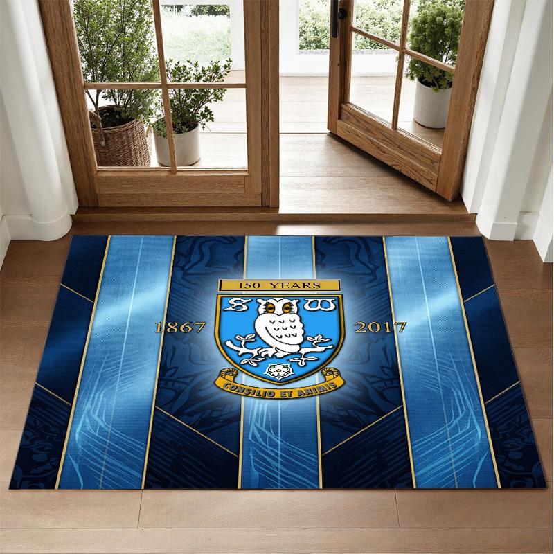 Sheffield Wednesday Design Crystal Velvet Rug Soft Decorative Mat for Bedroom Entrance
