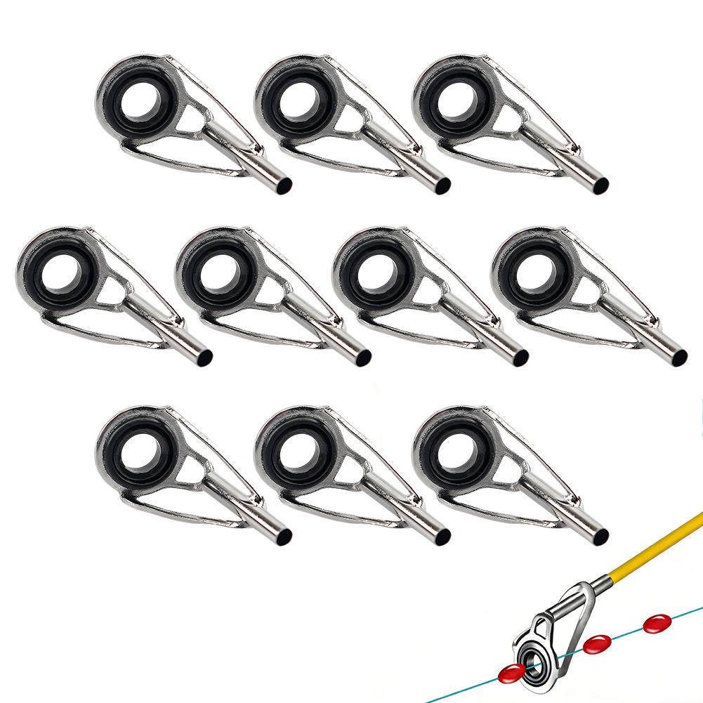 

Fishing Rod Guide 10pcs Metal Rod Tip Repair Tip Repair Kit Replacement Freshwater Saltwater 1.6/2.0/2.4/2.8/3.2mm