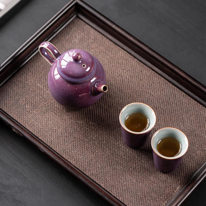 Light Luxury Kiln Purple Gold Teapot Household High-grade Large-capacity Tea Cup Teapot Ceramic Single Pot Kiln-changed Crystal Glaze