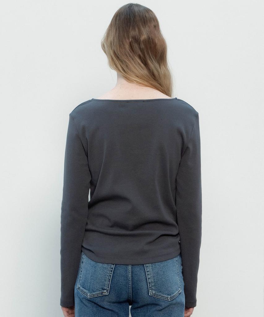 Deomago Basic Boat Neck T-Shirts (Charcoal)