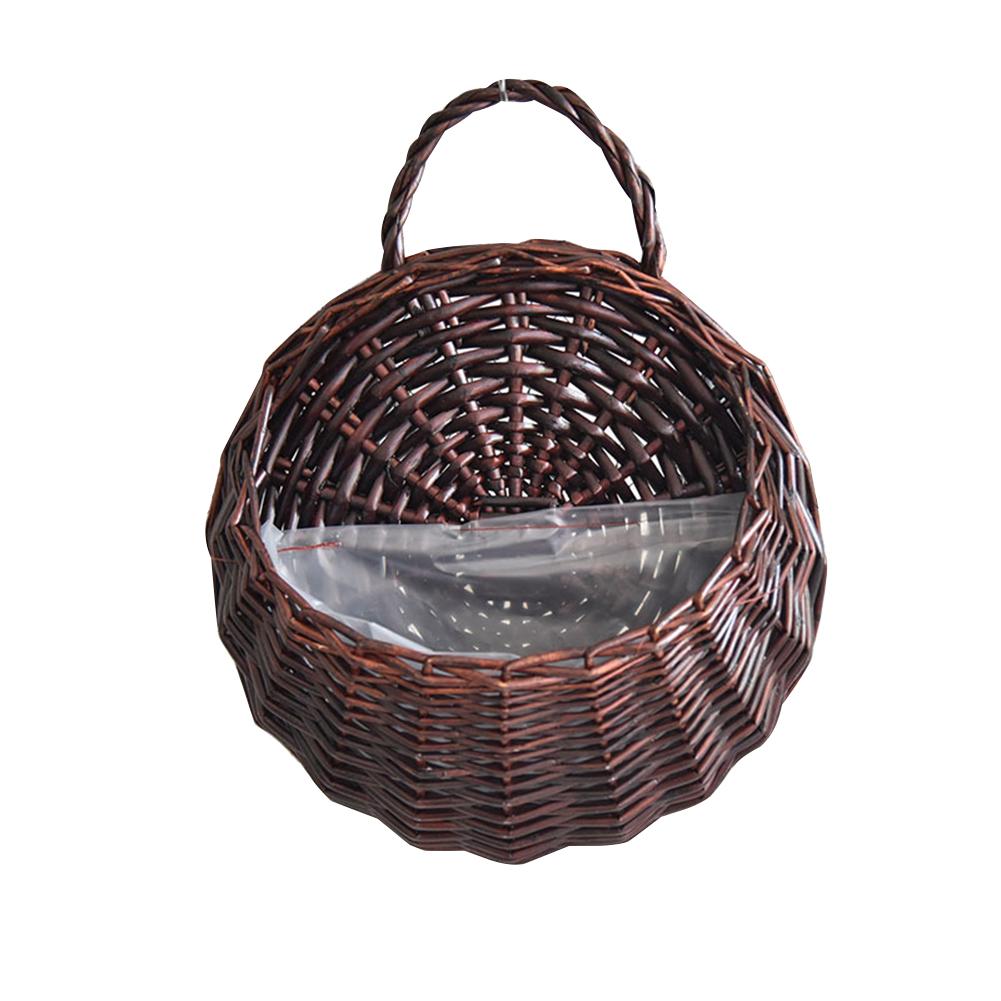Wall Mounted Rattan Basket Hanging Planter Basket Handmade Wicker Flower Pot Home Garden Balcony Decor Woven Rattan Vase Baskets