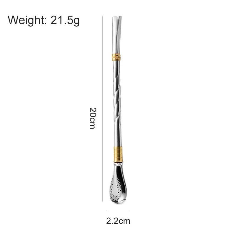 Tea Filter Yerba Mate Stainless Steel Tea Straws Bombilla Gourd Reusable Tea Tools Drinking Straw Spoon Washable Coffee Tool