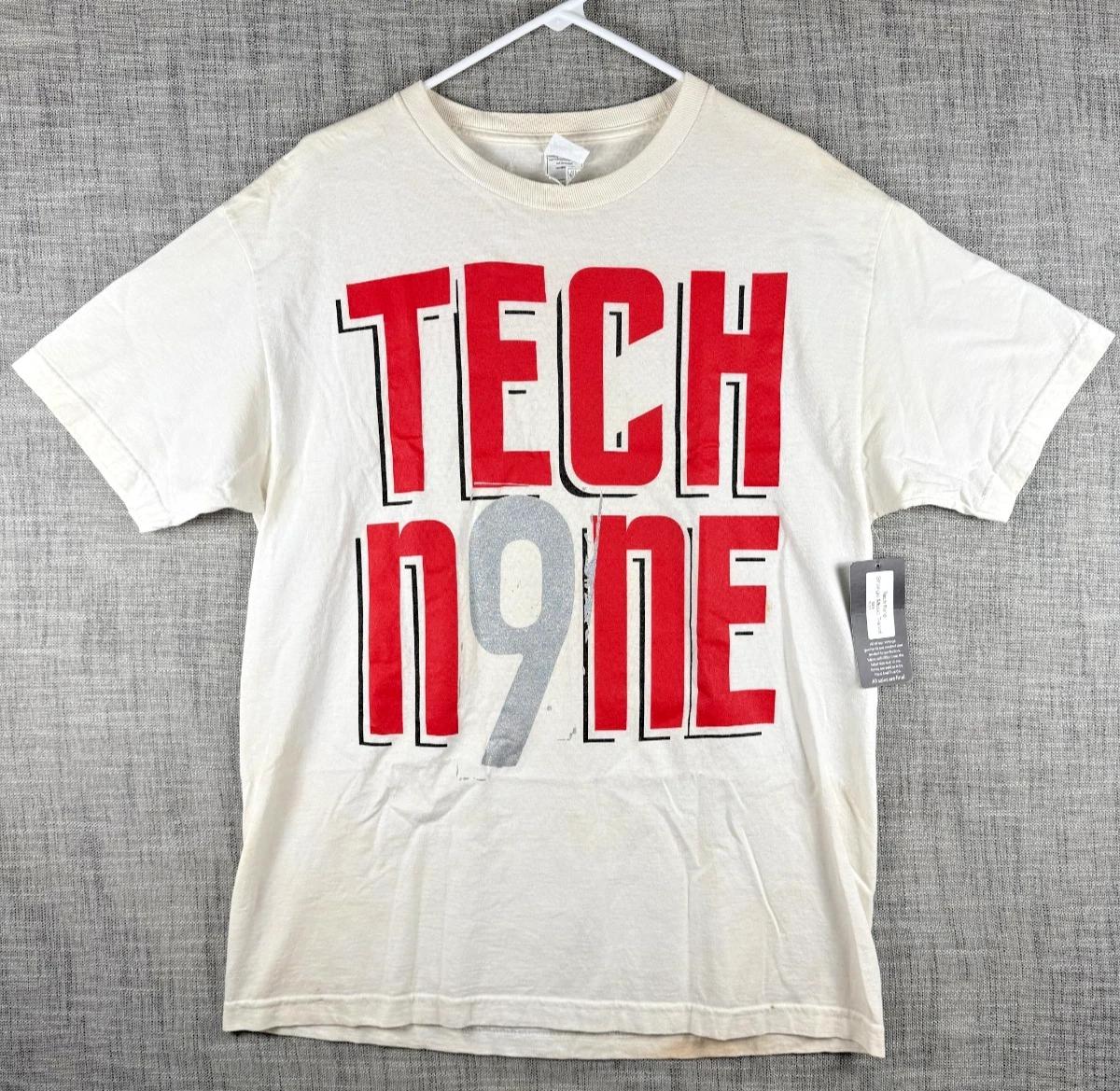 Size L - Alstyle Tech N9ne Nine Strange Music 100% Cotton T-shirt Mens Tees Top Ivory Vintage VTG 2XL