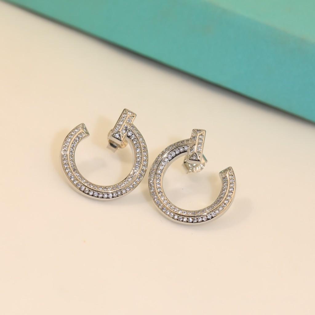 Diamond-studded Nails Earrings Lucky Grass Original Logo Electroplating Daily Wear for Birthday Party Three Color