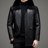 Genuine Leather Jacket Men's Casual Thickened Short Lapel Down Jacket Jacket Plus Cashmere Sheepskin Jacket Winter