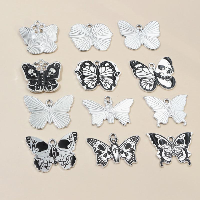 10pcs Skull Butterfly Charms Pendant Enamel Gothic Punk Style DIY Jewelry Making Accessories Necklace Bracelet Findings