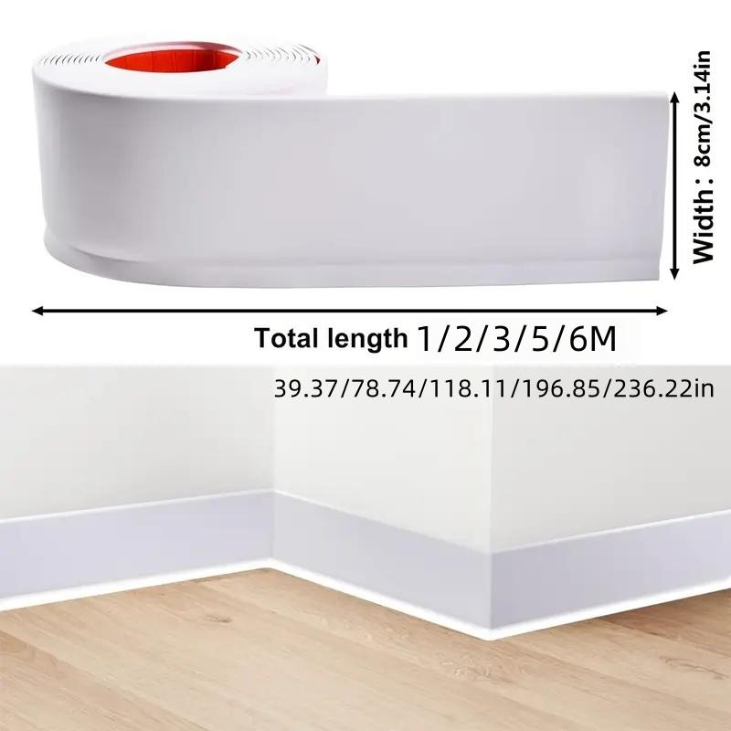 1PC 1/2/3/5/6M Flexible Baseboard Molding Trim Self-Adhesive Vinyl Wall Base Peel and Stick Cove Base Rubber Wall Base