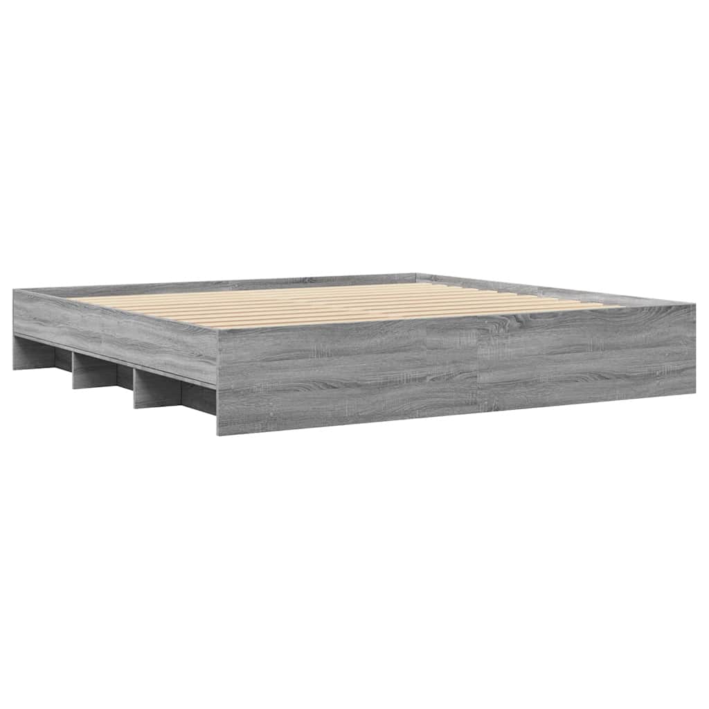 Bed Frame Gray Sonoma 200x200 cm Particleboard