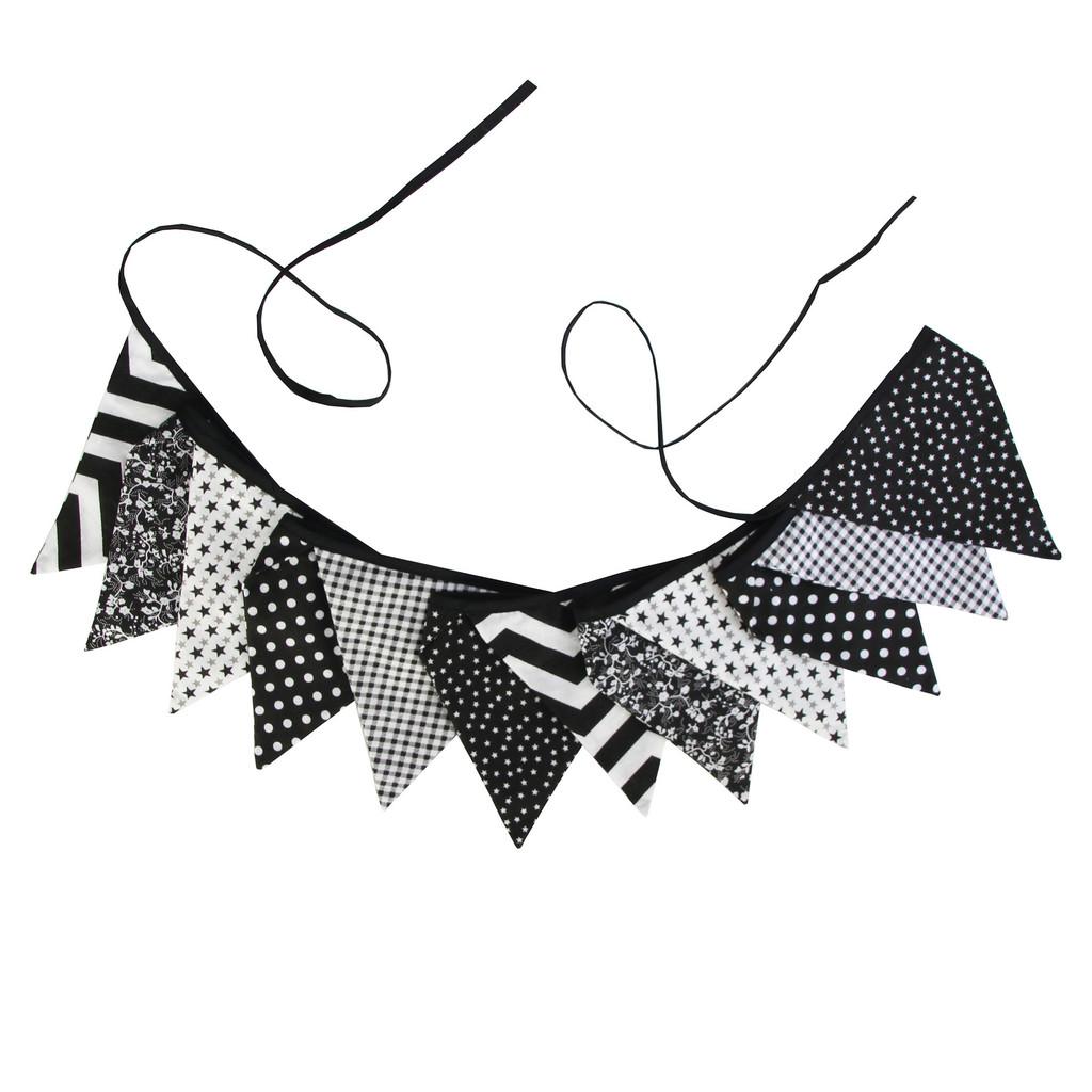 Black White Party Triangle Banner For Nursery Photos And Celebration Settings
