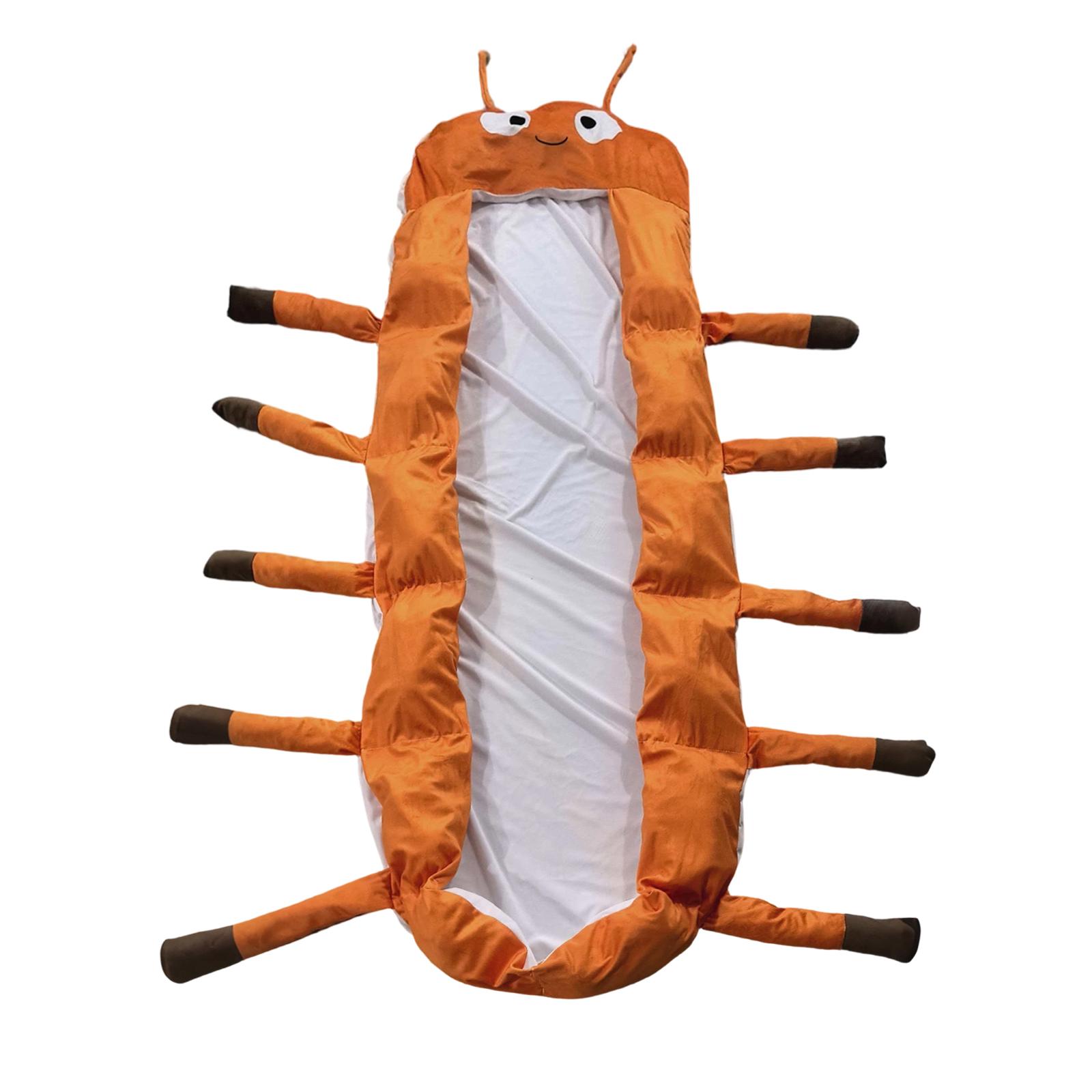 Caterpillar Shaped Sleeping Bag with 3D Design Plush Material and Soft Padded Interior for Indoor and Outdoor Portable Use One Size оранжевый