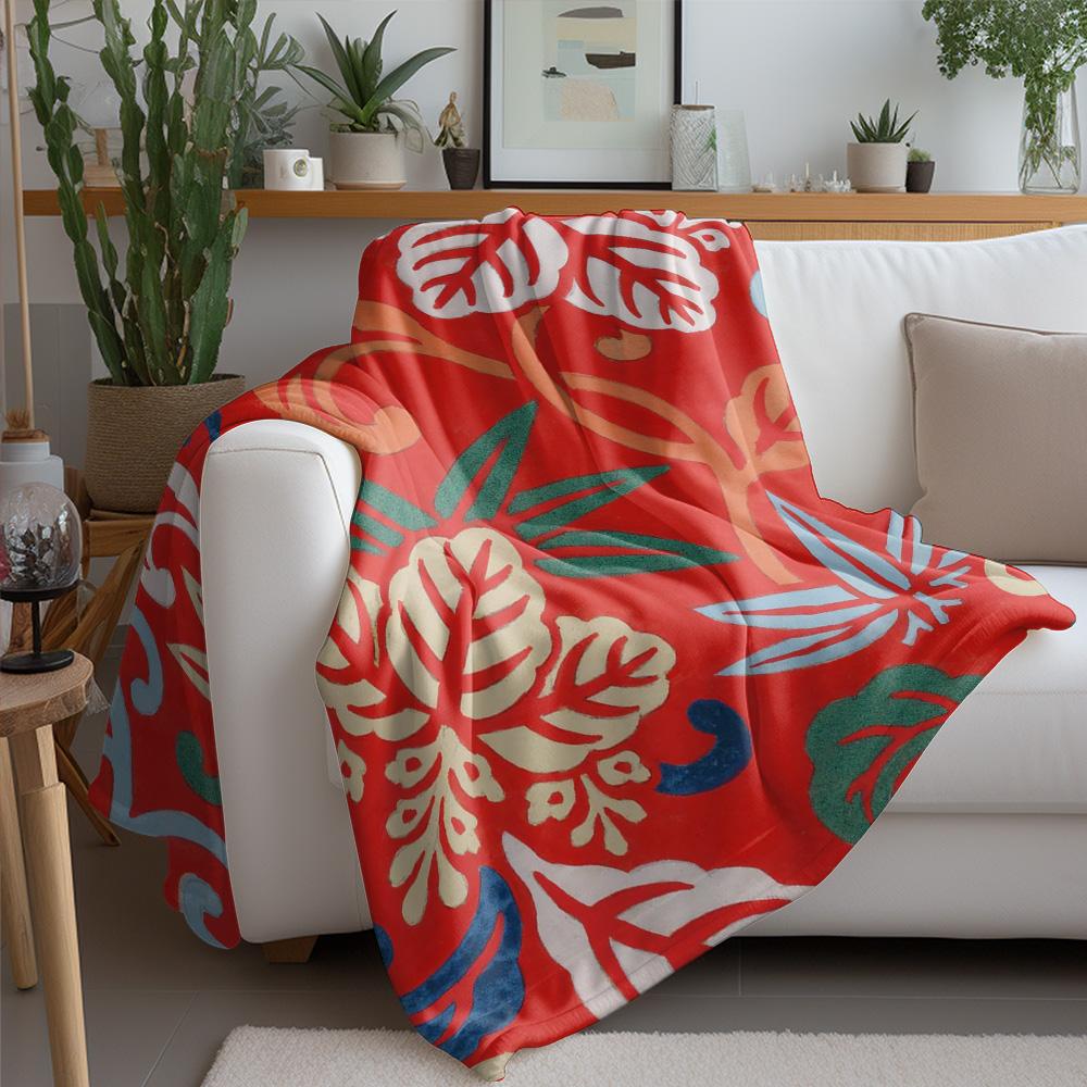Tropical Hibiscus Flowers Printed Fleece Blanket Soft Warm Throw Bed Sofa Cover Gift