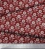 Soimoi Red Japan Crepe Satin Fabric Geometric Floral Print Sewing Fabric Metre 42 Inch