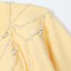 Versatile Slim Fit Knit Cardigan with Pearl Necklace - Spring/Autumn, Round Neck.