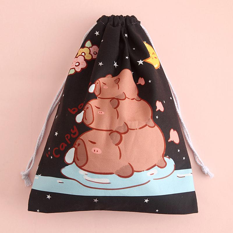 Capybara Travel Drawstring Tote Storage Bag Organizer Bag For Underwear Toy Handbag Storage Bag Cartoon Birthday Gift