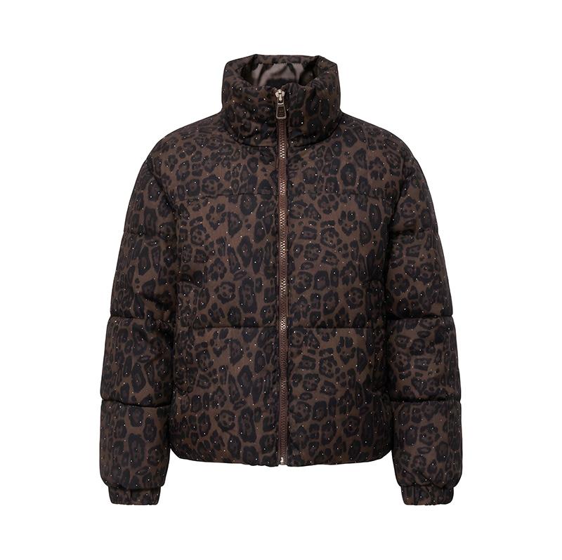Women`s Leopard Print Hooded Cotton Padded