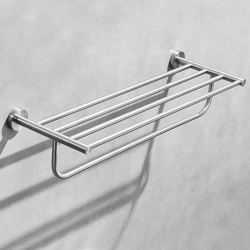 Stainless Steel Wall-Mounted Towel Rack with Storage Shelf, Punch-Free Installation
