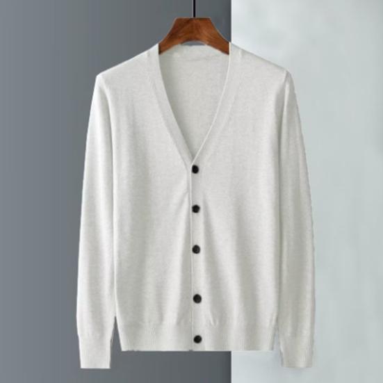 Men Cardigan Long Sleeve V-neck Slim Fit Single-breasted Solid Color Keep Warm Knitwear Spring Autumn Male Sweater Knitted Coat Daily Wear