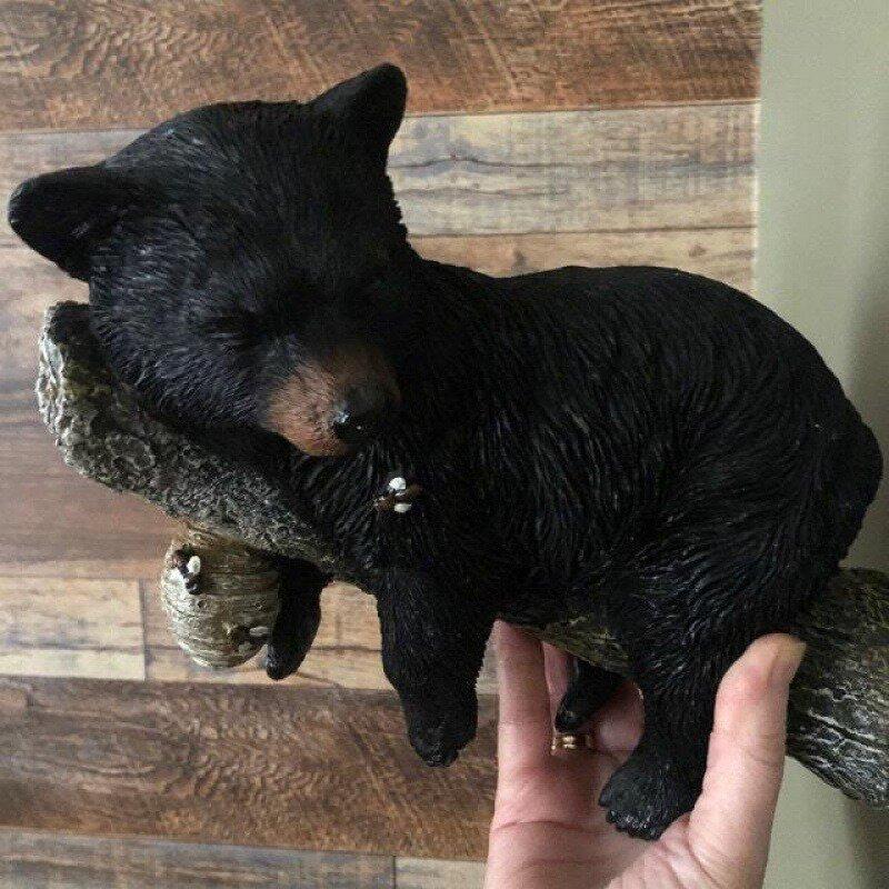 

Black bear cub home decoration garden branch animal decoration resin craft ornament outdoor garden tree trunk black bear